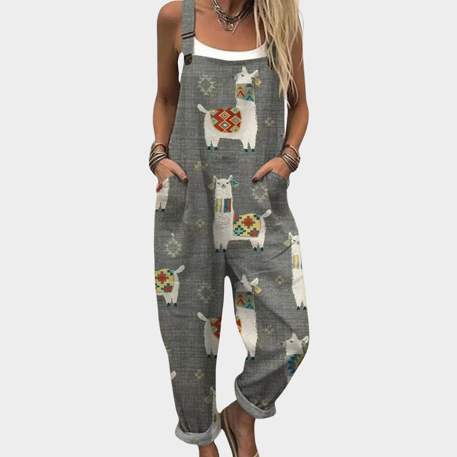 Rustic Floral Print Dungaree