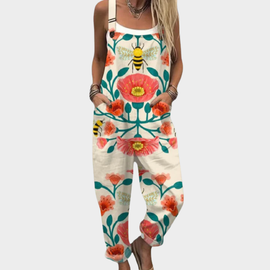 Vibrant Floral Print Dungaree